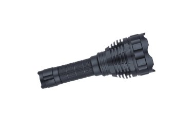 LED meşalesi beyaz arkaplanda izole edildi / Kamp için el feneri                                 