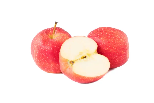 Manzana con corte por la mitad aislado sobre fondo blanco —  Fotos de Stock