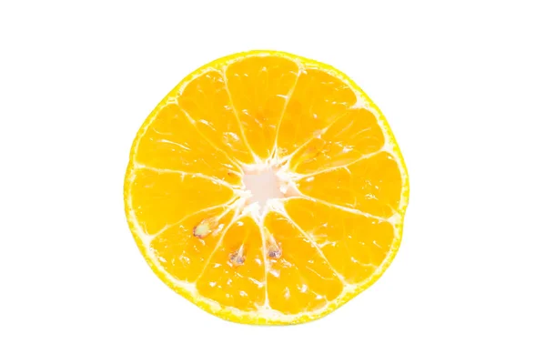 Μπροστά όψη του Fresh Orange φέτες απομονώνονται σε λευκό φόντο. — Φωτογραφία Αρχείου