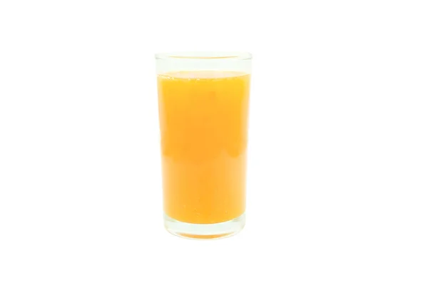 Verre de jus d'orange avec isolat pulpe sur fond blanc . — Photo