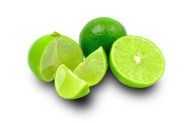 Green lime isolated on white background. — Stock Photo, Image