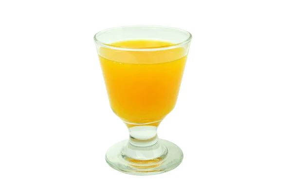 Szklanka 100% soku pomarańczowego z izolatem miąższu na białym tle — Zdjęcie stockowe