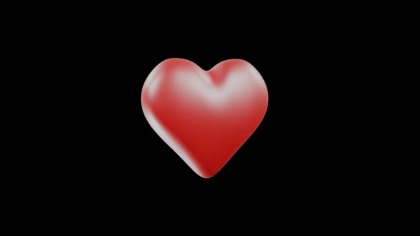 Animation 3D. Un cœur rouge se brise en plusieurs petits morceaux et se disperse sur les côtés sur un fond noir 
