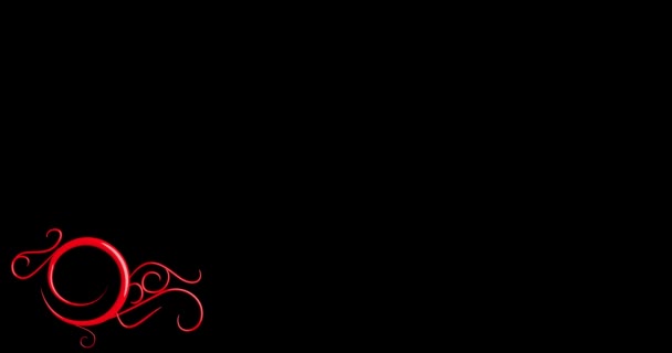 Animation 3D. Cadre à motifs rouges apparaissant progressivement sur un cadre noir  