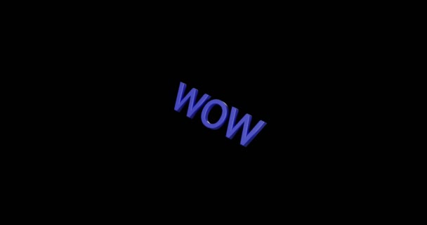 Wow Text Rotate Torn Alpha Channel — Stock Video