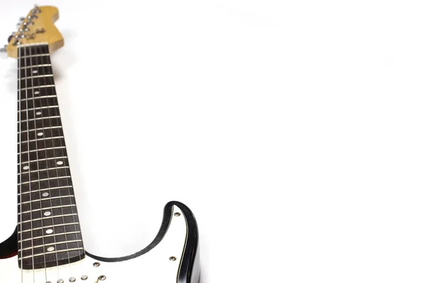 Collo chitarra elettrica a sei corde con spazio per testo isolato su sfondo bianco — Foto Stock