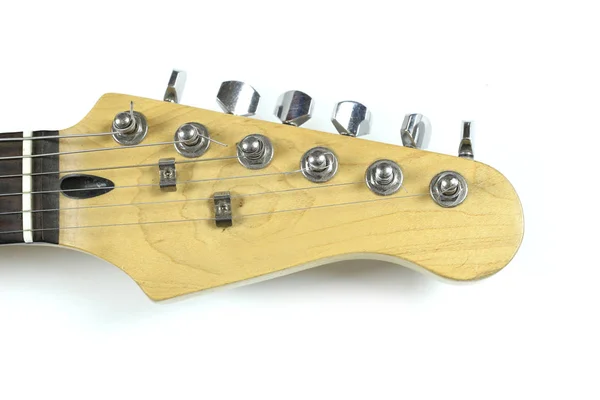 Six-string electric guitar neck isolated on white background — 스톡 사진