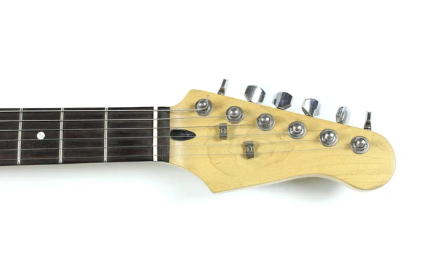 Leher gitar listrik enam senar terisolasi pada latar belakang putih — Stok Foto
