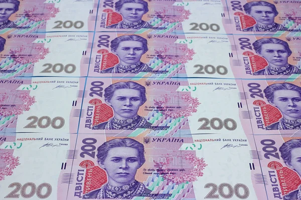 Oekraïense hryvna geld, bankbiljetten Uah 200. Achtergrond, textuur — Stockfoto