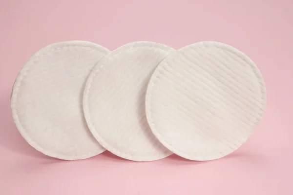 Hygiene Baumwollpolster Auf Rosa Hintergrund Textur Hintergrund — Stockfoto
