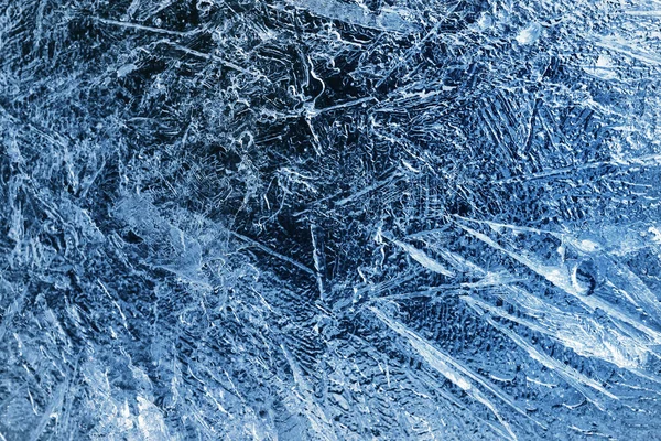 Fondo Invierno Con Textura Hielo Ventana Congelada — Foto de Stock