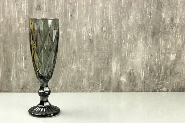 Dark Champagne Glass Grey Background — Stock Photo, Image