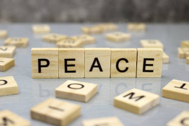 Tahta harflerden yapılmış kelime barışı.