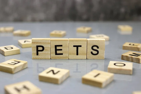 Word Pets Aus Holzbuchstaben — Stockfoto