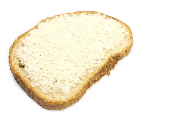面包三明治配生米 素食主义者的概念 — 图库照片