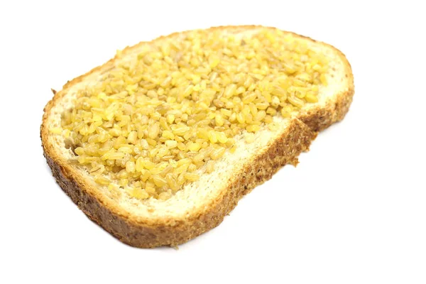 Sandwich Pan Con Bulgur Crudo Concepto Vegano — Foto de Stock