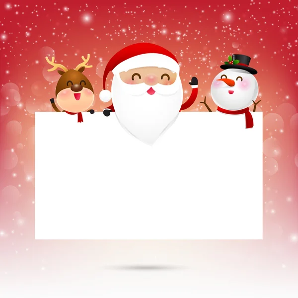 Feliz Navidad Santa Claus dibujos animados y papel en blanco con copyspa — Vector de stock