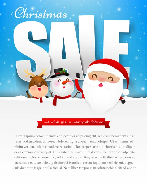 Veselé Vánoce prodej text s santa claus vektorový obrázek e — Stockový vektor