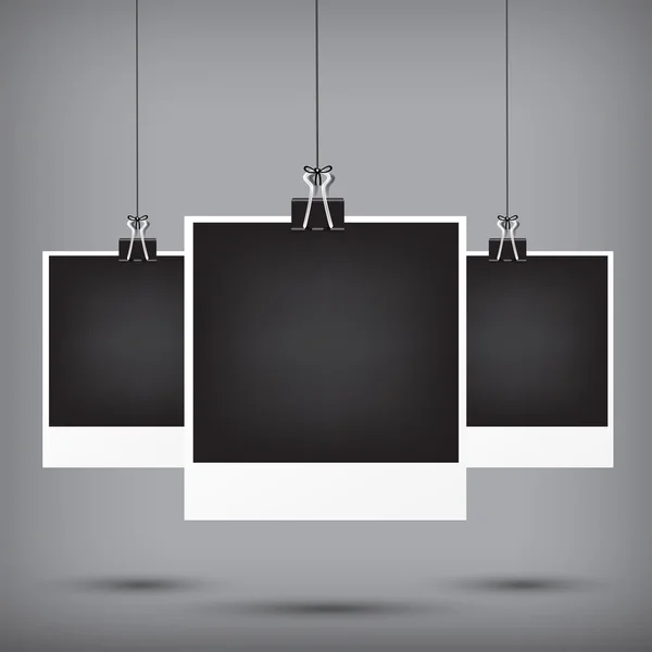 Abstrato fundo em branco foto instantânea quadro pendurado com preto — Vetor de Stock