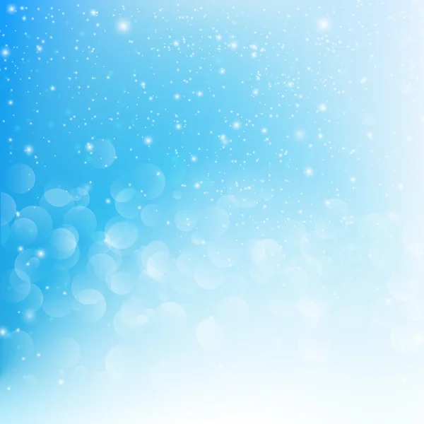 Queda de neve com bokeh abstrato fundo azul vetor illustratio — Vetor de Stock
