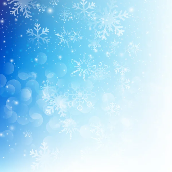 Sneeuw vallen met bokeh abstracte blauwe achtergrond vector illustratio — Stockvector