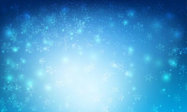 Chute de neige hivernale avec bokeh et élément d'éclairage abstrait backgr — Image vectorielle