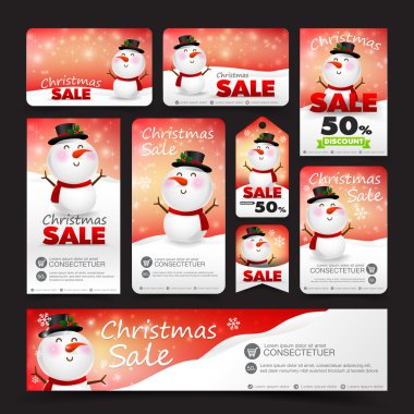 Noel satış ile kardan adam web etiketi afiş promoti topluluğu