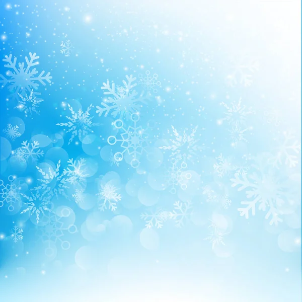 Sneeuw vallen met bokeh abstracte blauwe achtergrond vector illustratio — Stockvector