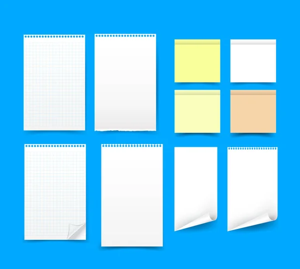 Conjunto de papel en blanco sobre fondo azul vector ilustración eps 10 — Archivo Imágenes Vectoriales