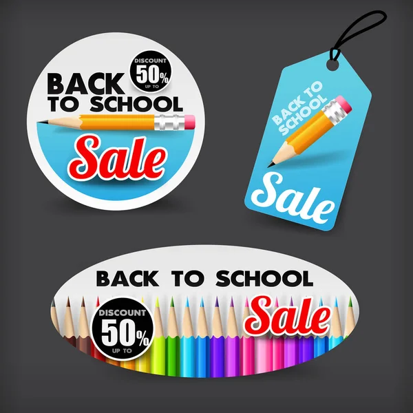 017 collectie van back to school verkoop met kleur potlood element — Stockvector