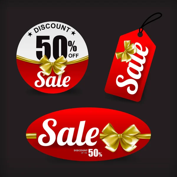 020 verkoop van de collectie rood met gouden lint label banner promotie sa — Stockvector