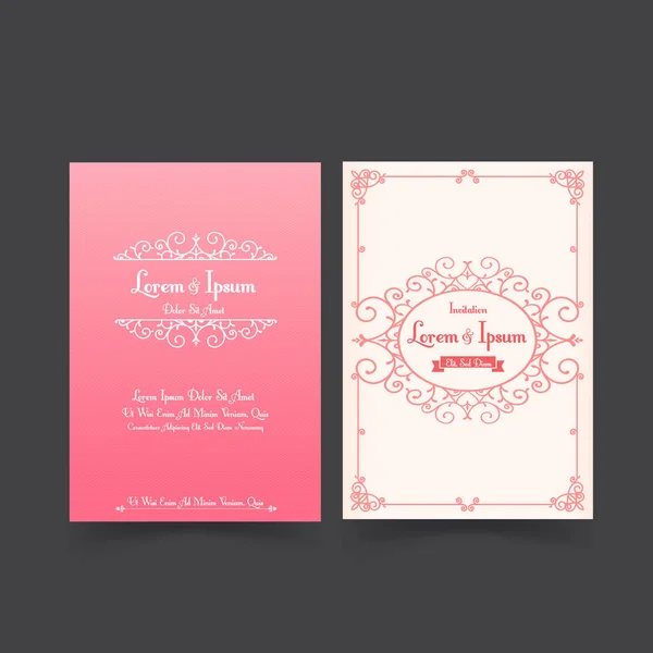 Einladung Hochzeitskarte Vorlage mit klassischem Vintage-Element ein — Stockvektor