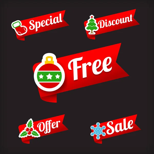 030 Collection of Christmas Sale red and green web tag banner pr — Stock Vector