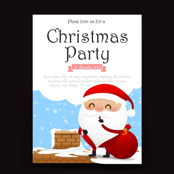 Merry Christmas invitation card template with Santa clause on ro — Stock Vector