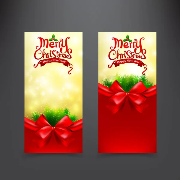 Karácsonyi kártya sablon piros meghívás és Ajándék utalványt — Stock Vector
