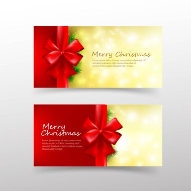 Kırmızı ile davet ve hediye çeki için Noel kartı şablonu