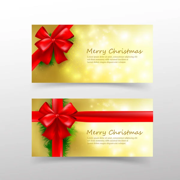 Kerstkaart sjabloon voor uitnodiging en gift voucher met rood — Stockvector