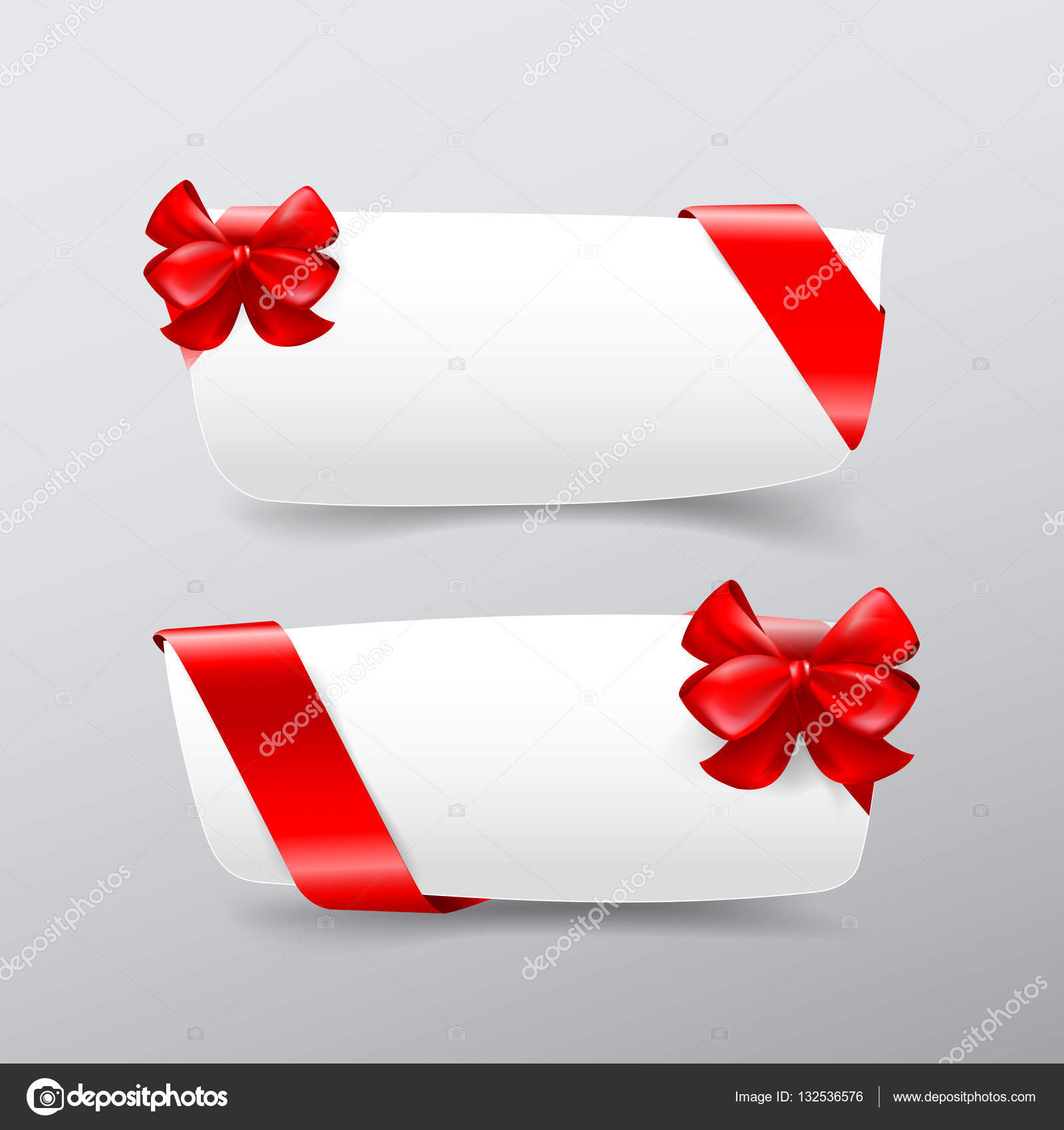 043 Collection Of White Banner With Red Ribbon Vector Illust Stock Vector C Thekaikoroez
