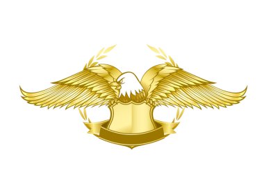 Kartal ve rozet sembol logo ve amblem tasarımı üzerinde beyaz backg için