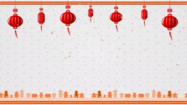 Kopya alanı ve döngü ile sınır hareket ile Çin Sanat arkaplan ve kırmızı fener