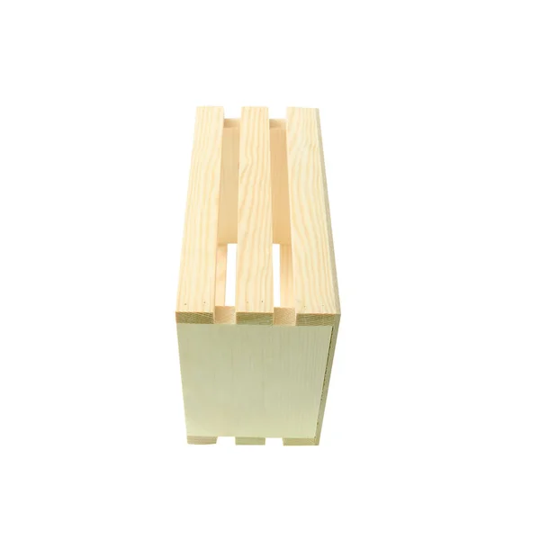 Scatola di legno vuota isolata su sfondo bianco con percorso di ritaglio — Foto Stock