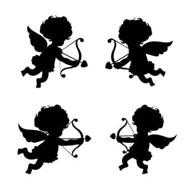 Siluet cupid üzerinde beyaz izole gölge ile fo arka plan