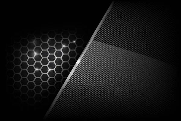Noir foncé avec motif nid d'abeille en métal chevauchements et couches — Image vectorielle