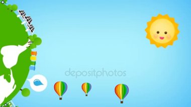 Ekoloji kavramı 4k için döndürme Küre ve eko simgesi animasyon Render 3840 x 2160 