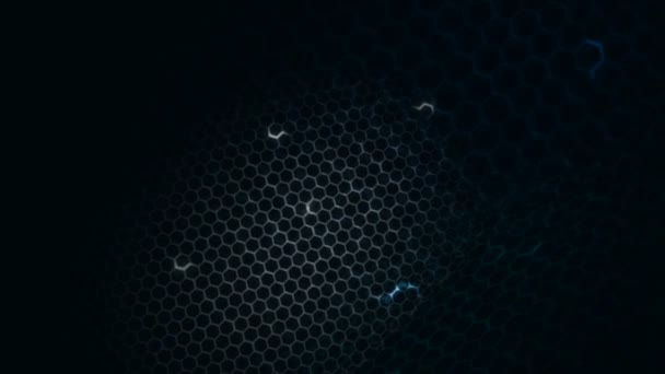 Honeycomb pattern with lighting effect over the dark background 4K 3840 x 2160 — Stock Video