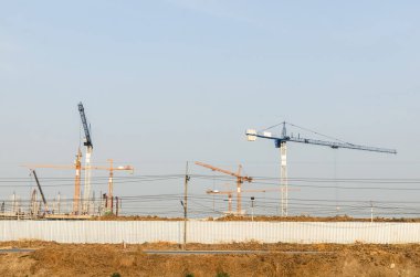 Peyzaj inşaat vinç çalışma yerinde