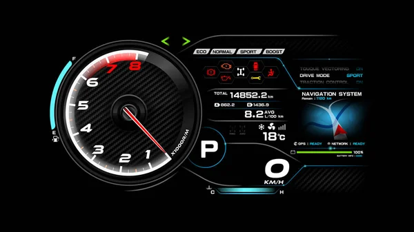 Illustration vectorielle du tableau de bord de voiture eps 10 003 — Image vectorielle