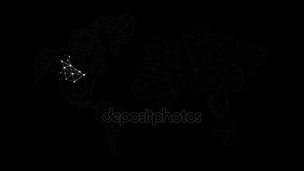 Mapa świata z połączenia dla sieci futurystyczny linii łączyć pojęcia — Wideo stockowe