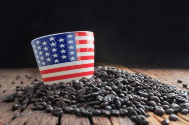 Atış america bayrak deseni seramik Cup dar yığını üzerinde kapatın