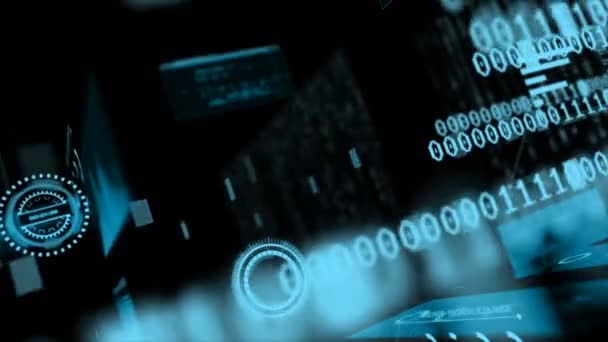 4K Abstrack sfondo fila di testo binario digitale casuale discesa con grano per la tecnologia e concetto futuristico — Video Stock